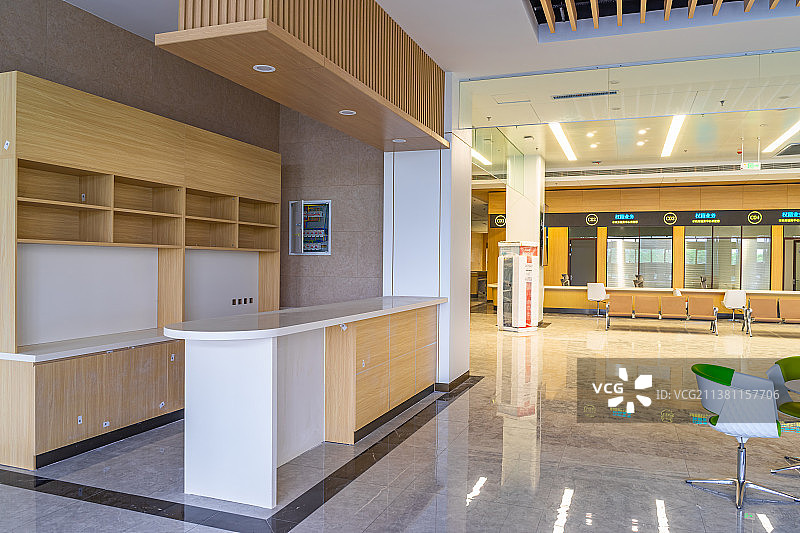 中国写字楼室内空间拍摄主题，崭新的吧台，室内无人图像摄影图片素材