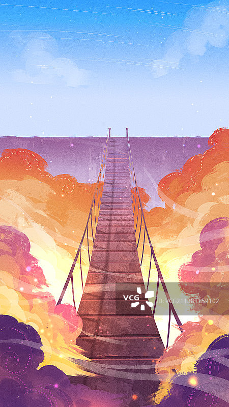 铁索桥云海图片素材