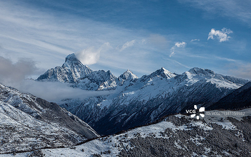四川川西高原四姑娘山雪景图片素材