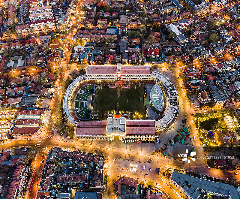 天津五大道夜景航拍图片素材
