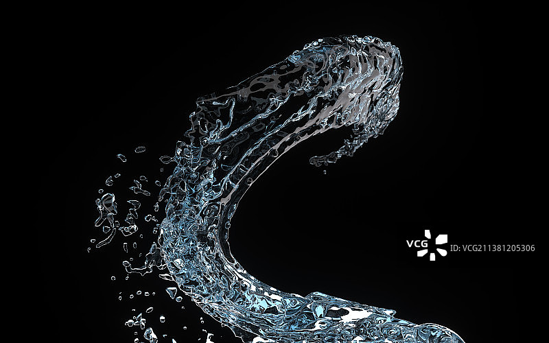 流动透明水流液体黑色背景图片素材