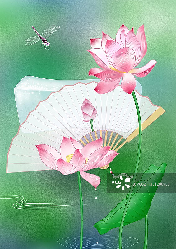 唯美清新二十四节气插画夏至图片素材