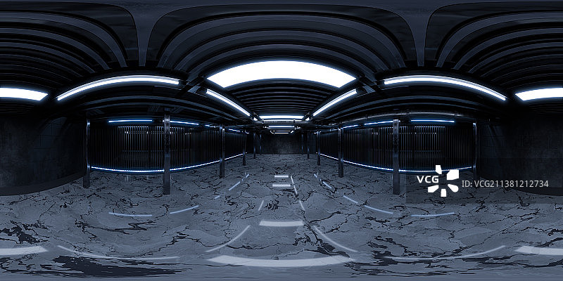 黑暗室内灯光360度无缝全景3D渲染图片素材