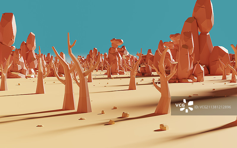 荒野与树林背景3D渲染图片素材