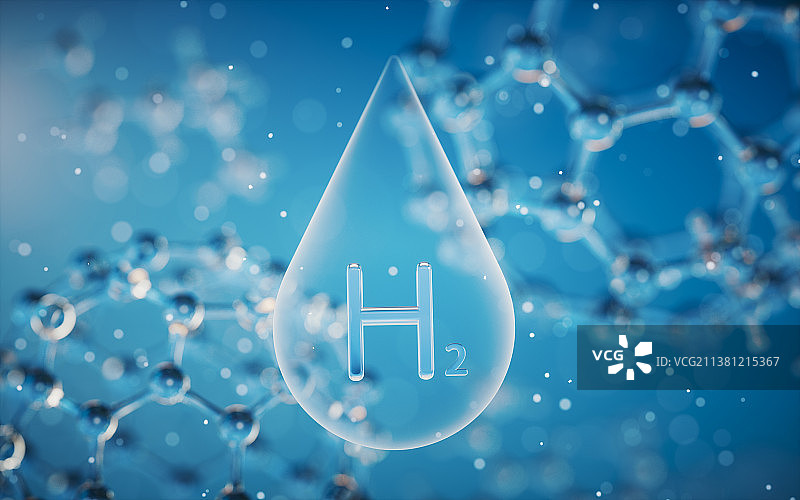氢能源与化学分子背景3D渲染图片素材