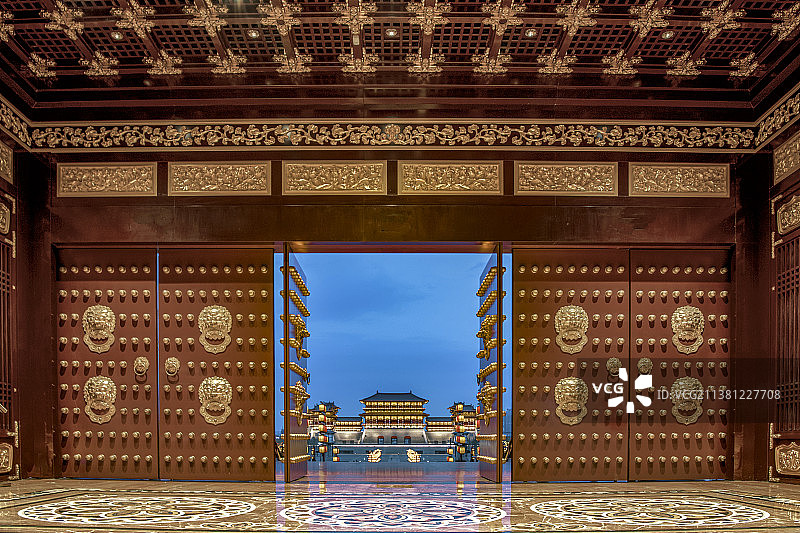 古建筑夜景芳华中国河南省洛阳市隋唐城国家遗址公园风景图片素材