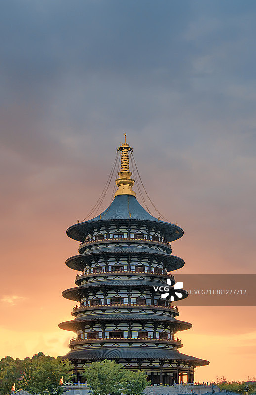 古建筑夜景芳华中国河南省洛阳市隋唐城国家遗址公园风景图片素材
