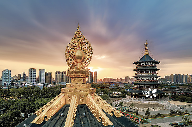 古建筑夜景芳华中国河南省洛阳市隋唐城国家遗址公园风景图片素材