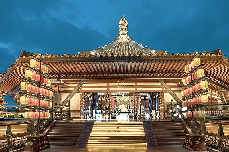 古建筑夜景芳华中国河南省洛阳市隋唐城国家遗址公园风景图片素材