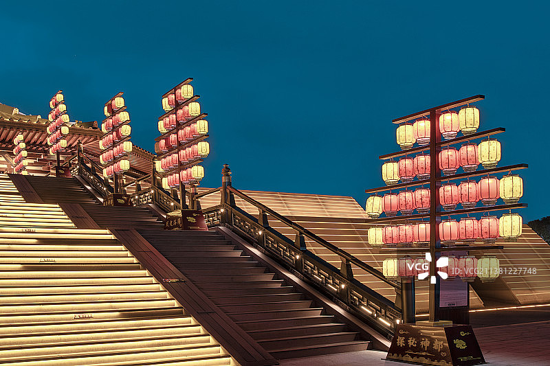 古建筑夜景芳华中国河南省洛阳市隋唐城国家遗址公园风景图片素材