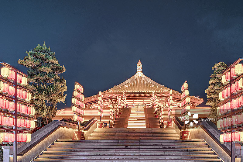古建筑夜景芳华中国河南省洛阳市隋唐城国家遗址公园风景图片素材