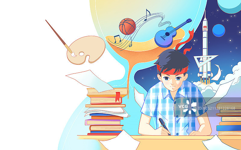 认真学习奋斗的学生图片素材