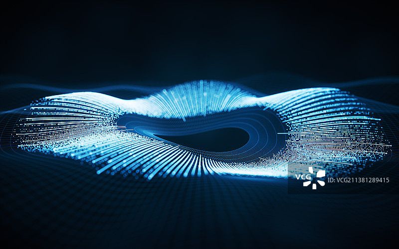 蓝色空间线条背景3D渲染图片素材