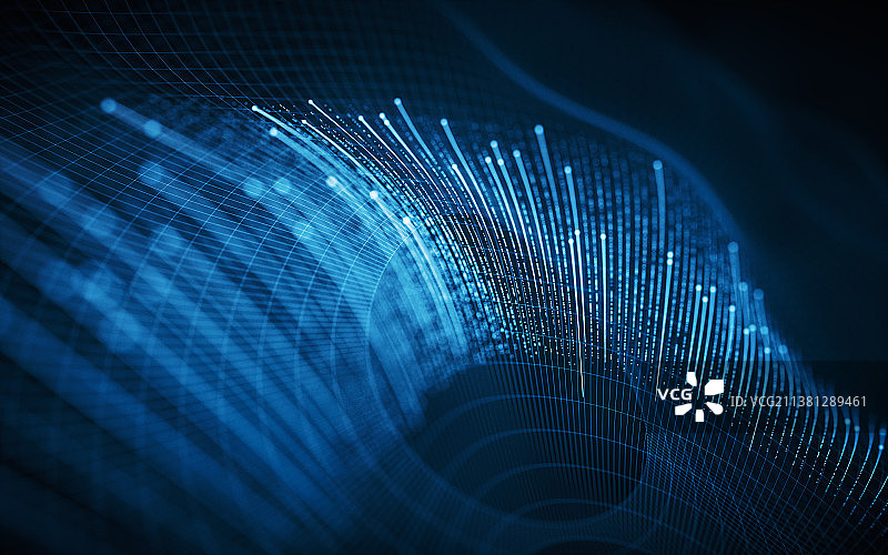 蓝色空间线条背景3D渲染图片素材