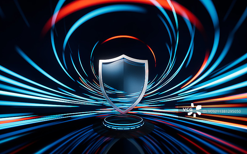 盾牌与流光特效背景3D渲染图片素材