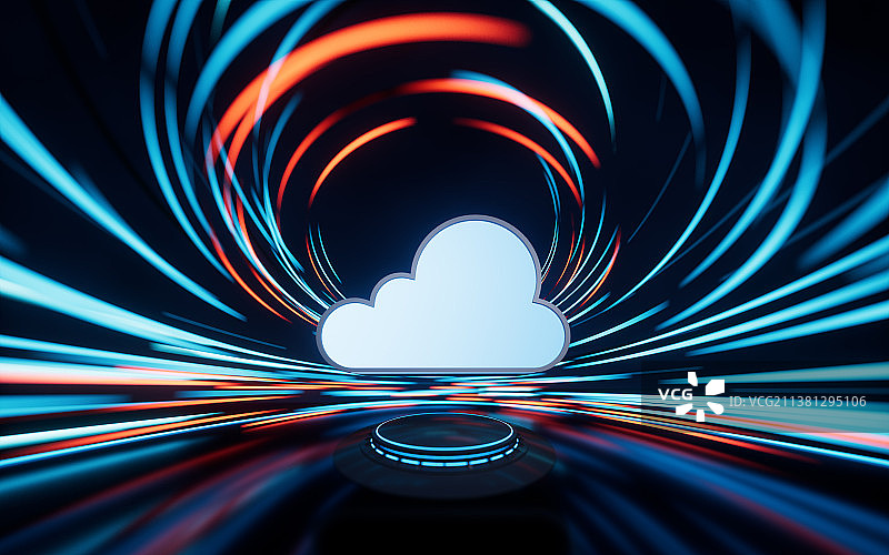 云计算与流光特效背景3D渲染图片素材