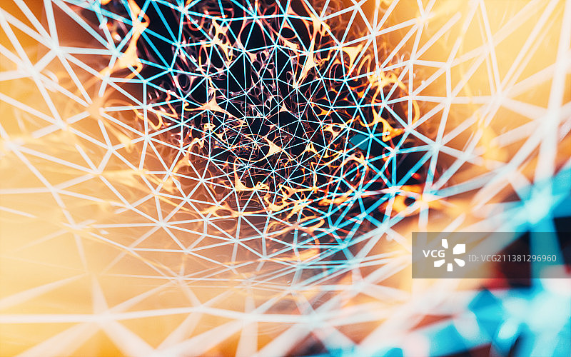 神经网络网状分布背景3D渲染图片素材
