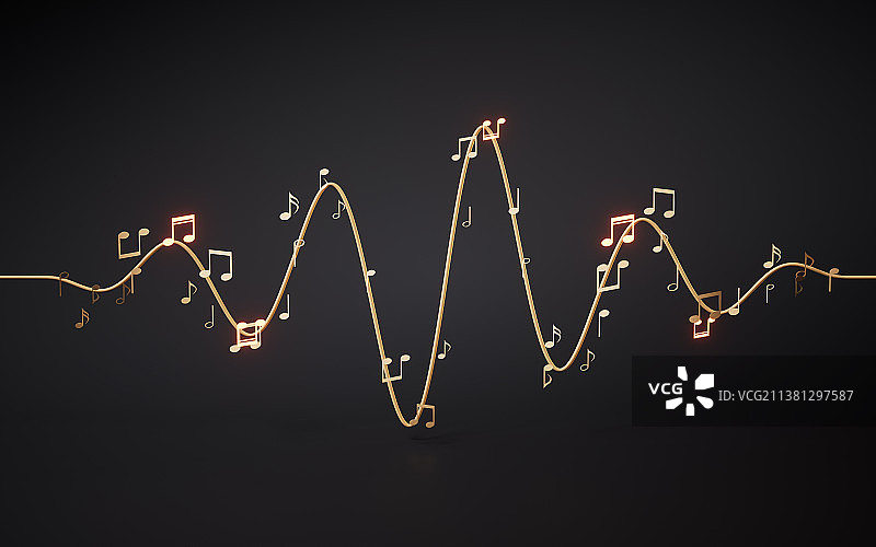 音符与曲调3D渲染图片素材