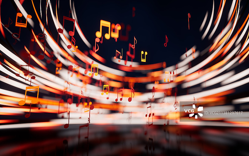 音符与曲调3D渲染图片素材