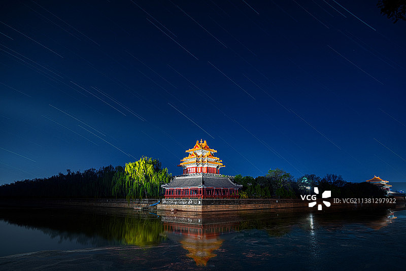 角楼星轨图片素材