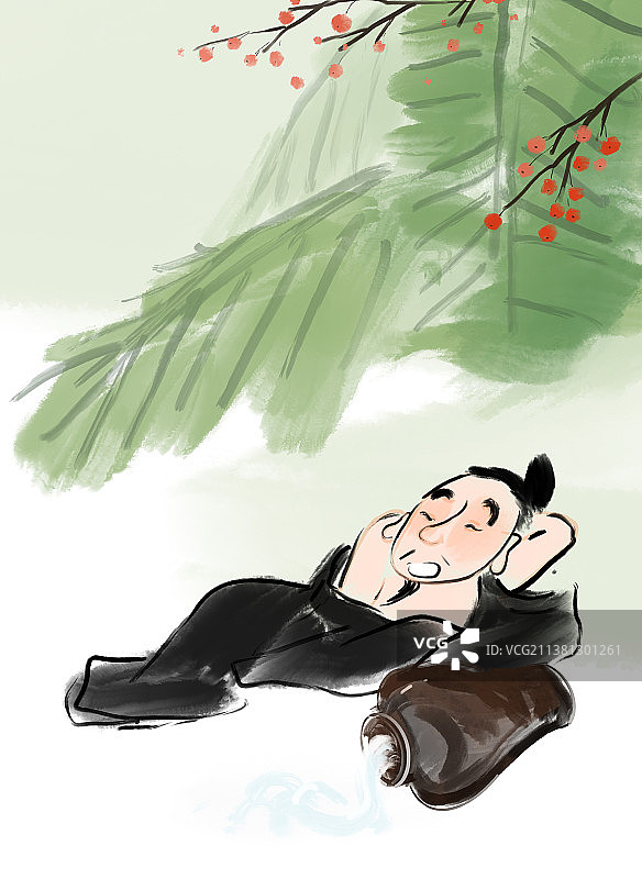 白酒题材人物插画图片素材