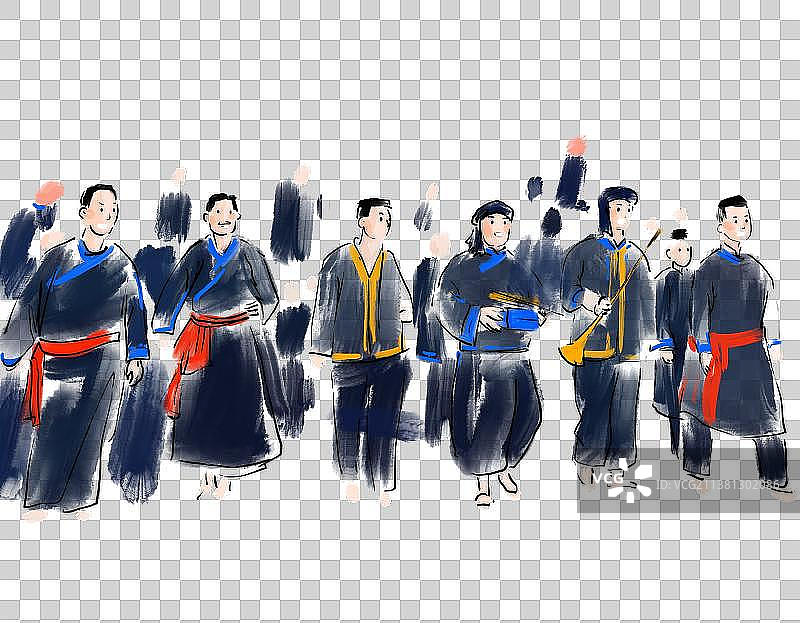 少数民族村庄里的人设计元素图片素材