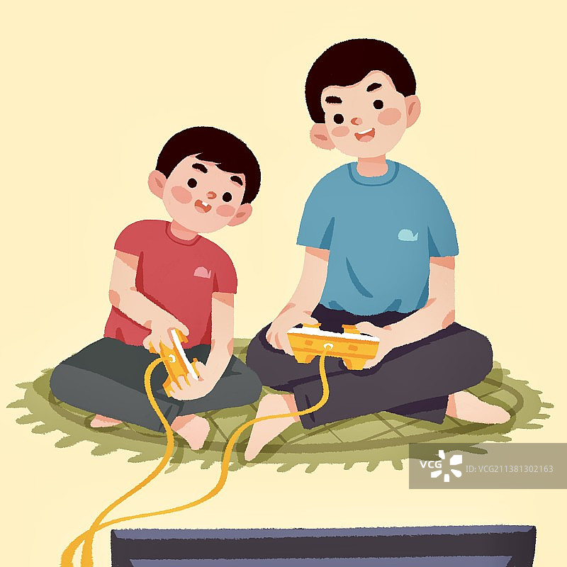 父亲和儿子在玩游戏图片素材