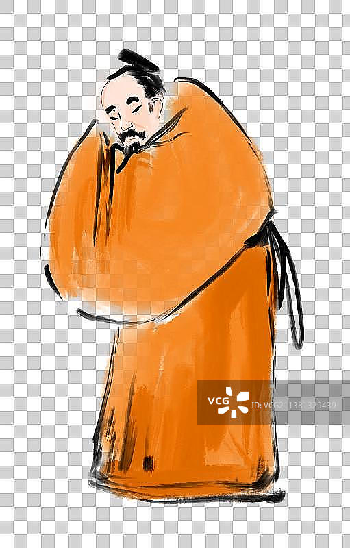 水墨中国风设计元素孔子图片素材