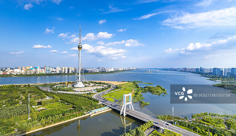 山东省临沂市沂河三河口地标风景图片素材