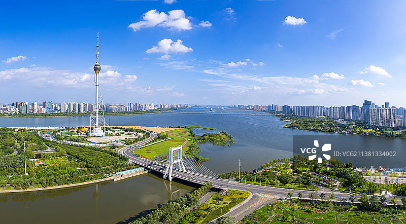 临沂地标风景——沂河三河口夏季风景图片素材