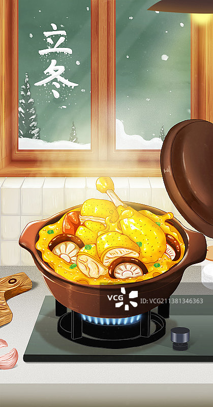 冬日里美味香浓的鸡汤图片素材