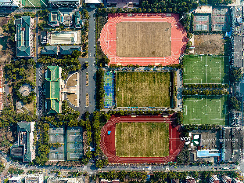 航拍上海体育学院图片素材