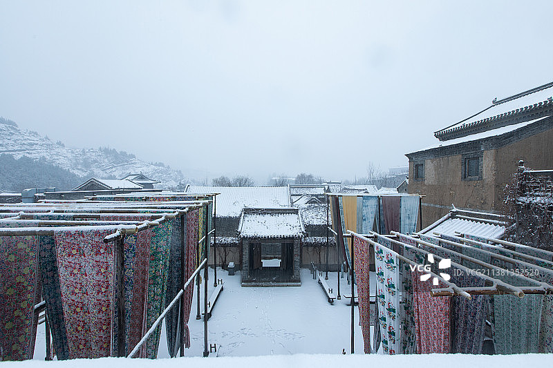 传统蓝印花布染布坊展馆风光展示图片素材