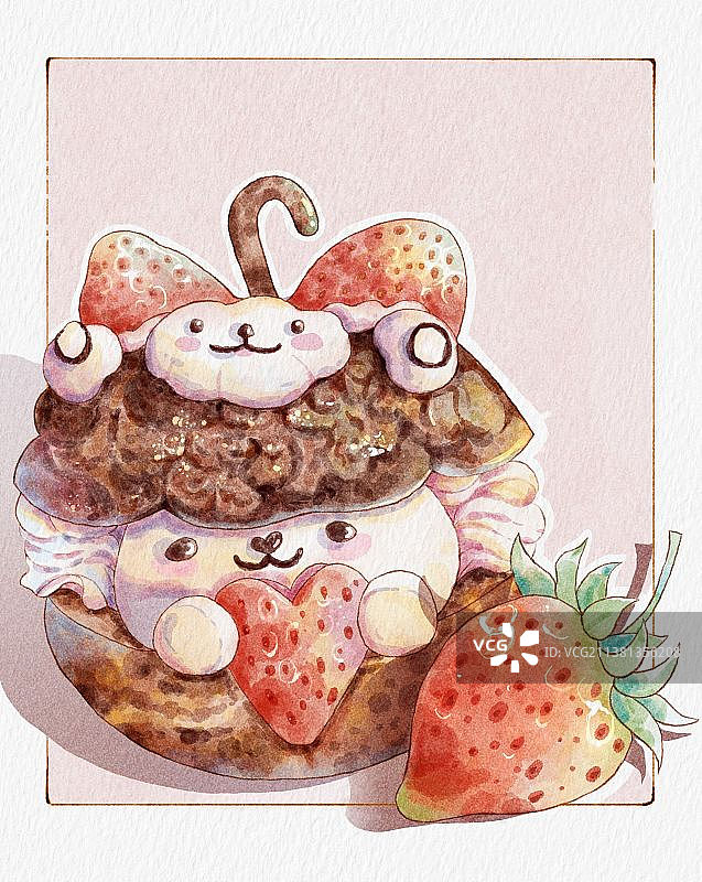 草莓酥酥包甜品图片素材