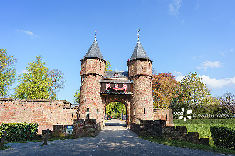 荷兰著名德哈尔古堡建筑和园林景观图片素材