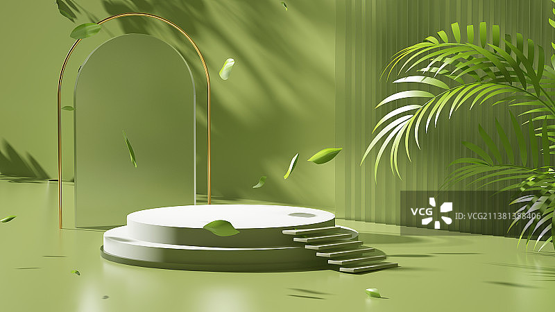 绿色夏季3D产品展台创意图图片素材