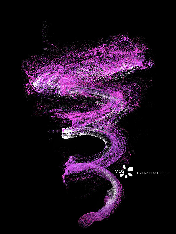 三维抽象彩色粒子旋涡黑色背景图片素材