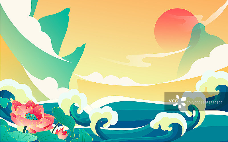 端午节赛龙舟国潮插画传统节日习俗活动海报图片素材