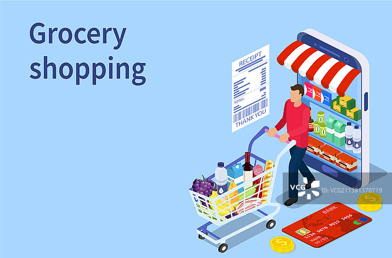 顾客在网上杂货店购物图片素材