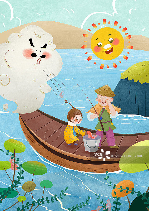 云在努力吹风，太阳努力释放光热图片素材