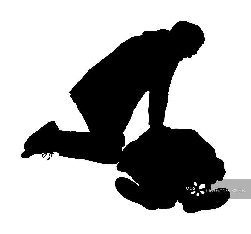 医护人员救援患者急救心肺复苏剪影图片素材