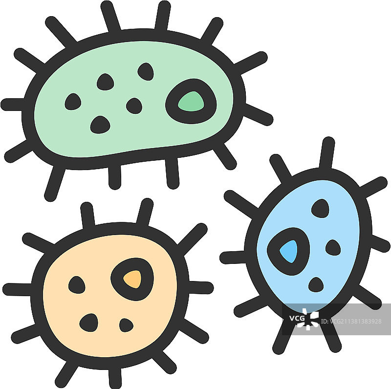 微生物细菌扁平颜色线条图标图片素材