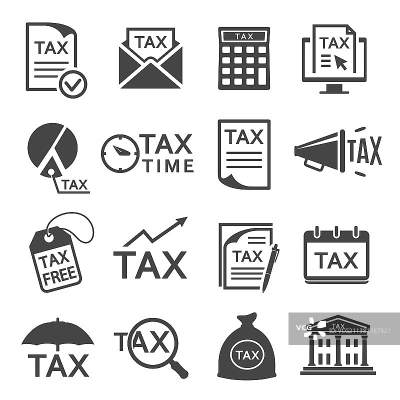税务账单支付字形图标集图片素材