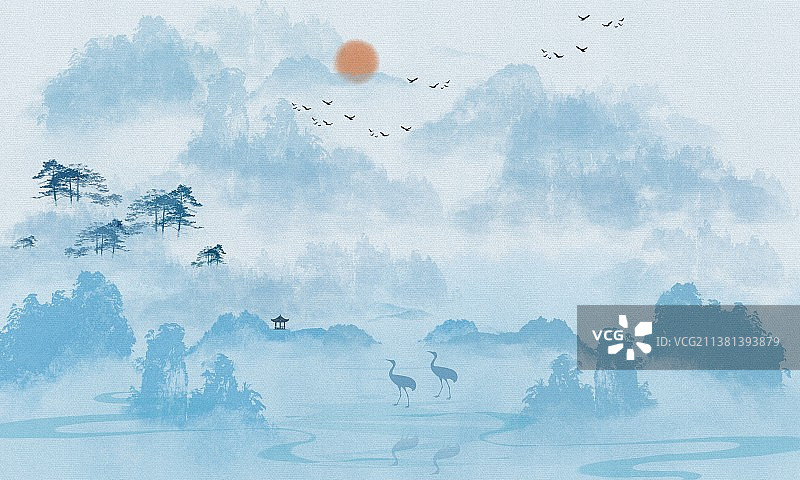 水墨 风景 手绘图片素材