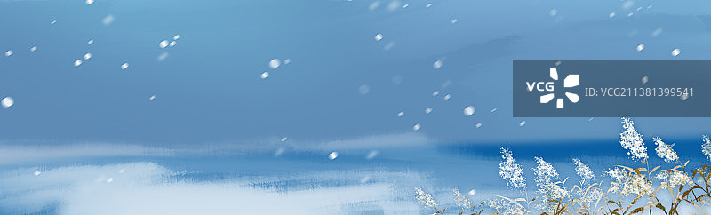 抽象水彩笔触液体插画背景冬天湖泊芦苇图片素材