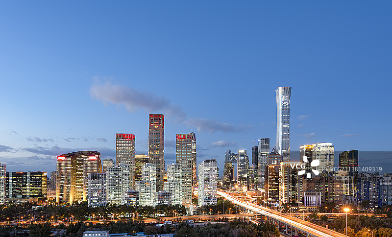 北京城市天际线 北京国贸CBD夜景全景图片素材
