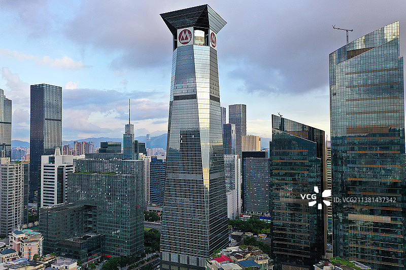 广东省深圳市福田区招商银行大厦东海国际中心商圈航拍图片素材