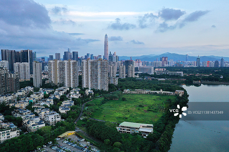 广东省深圳市福田区香蜜湖深圳1979文化生活新天地航拍图片素材