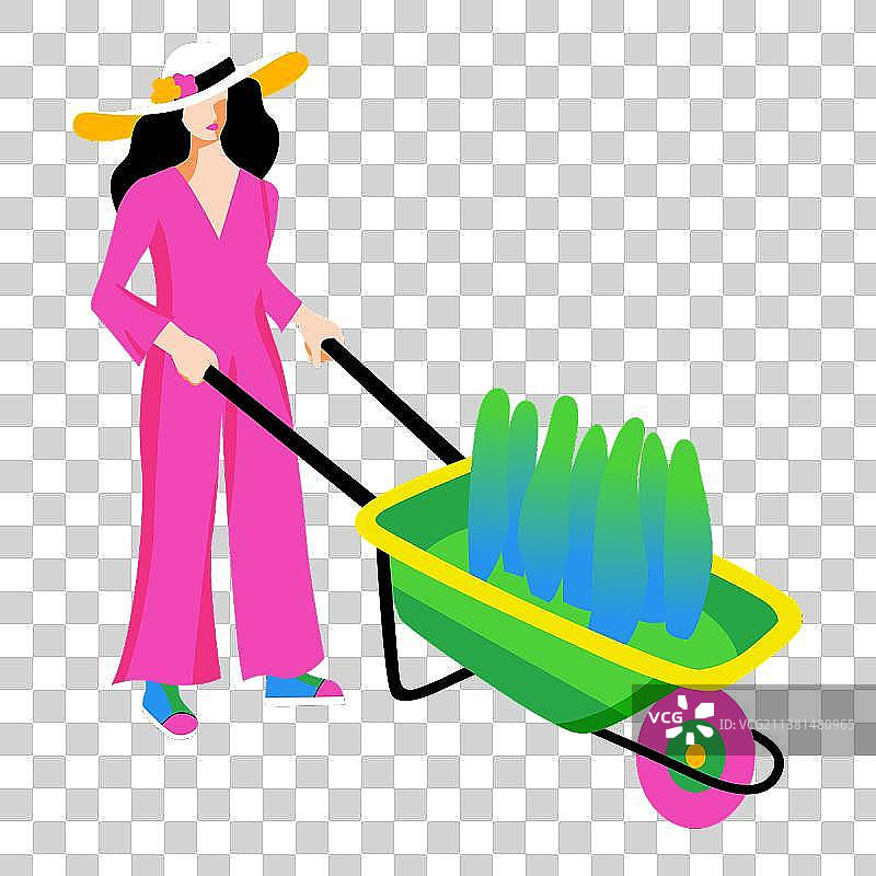 推车的女孩图片素材