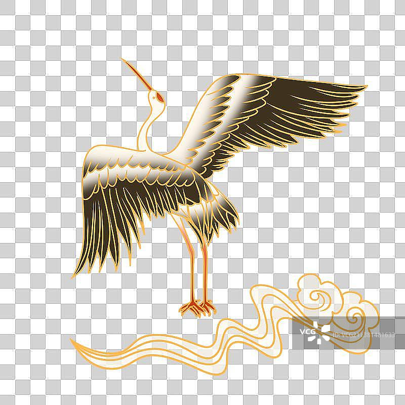 国风国潮仙鹤祥云素材图片素材